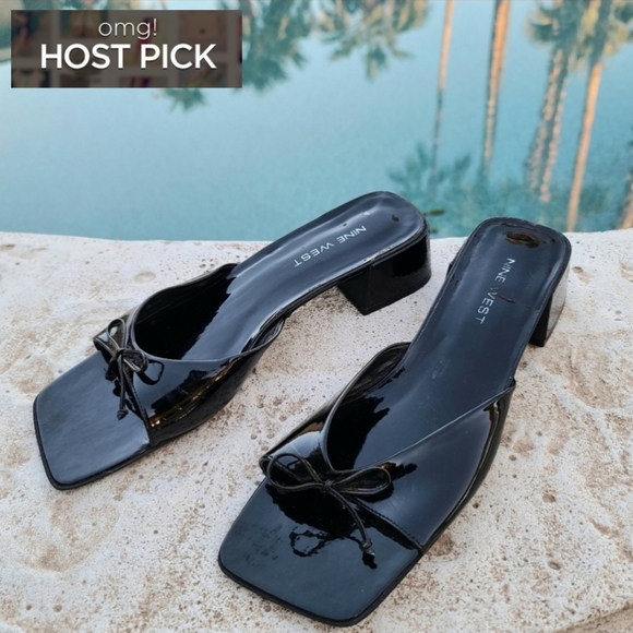 Nine West Shoes - Nine West Foley Patent Red Slides Sandals 9